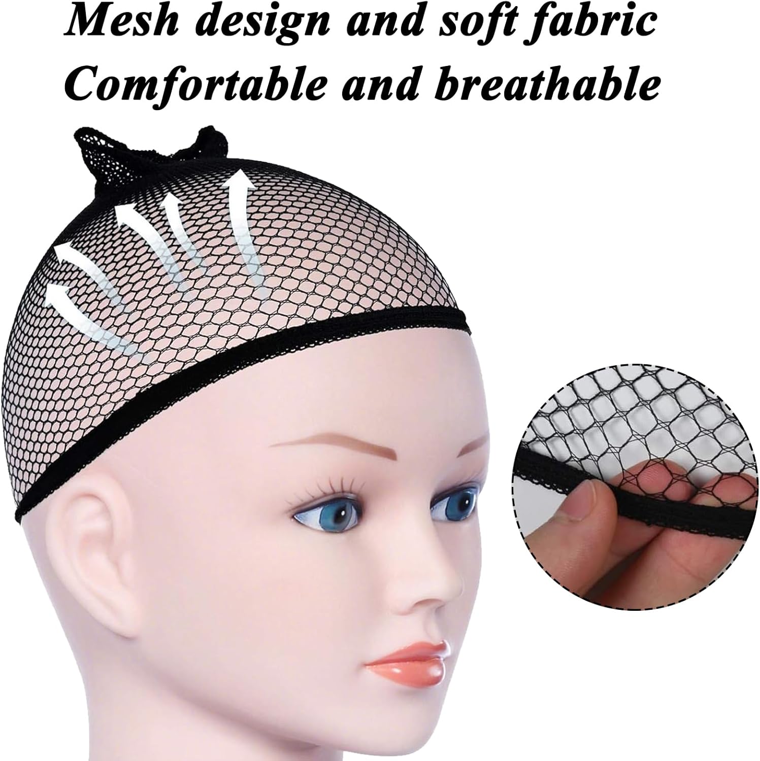 INBOLM Breathable Mesh Wig Cap 6Pack Hair Net For Wigs Elastic, Wig Hair Net,Natural Looking Design, Universal Size Perfect For Cosplay, Halloween, And More-2