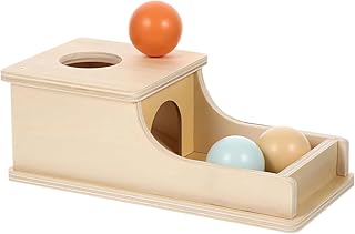 Lotvic Montessori Object Permanence Box, Ball Drop Toy with Wooden Activity Cube, 12 Month Old Toys with 1 Ball Drop Box and 3 Round Balls, Educational Baby Montessori Toys for Babies 6-12 Months