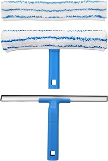 Mitclear Window Cleaning Combo(12IN), Silicon Window Squeegee + Microfiber Glass Wiper, Professional Window Cleaner for Bathroom, Shower, Car, Glass