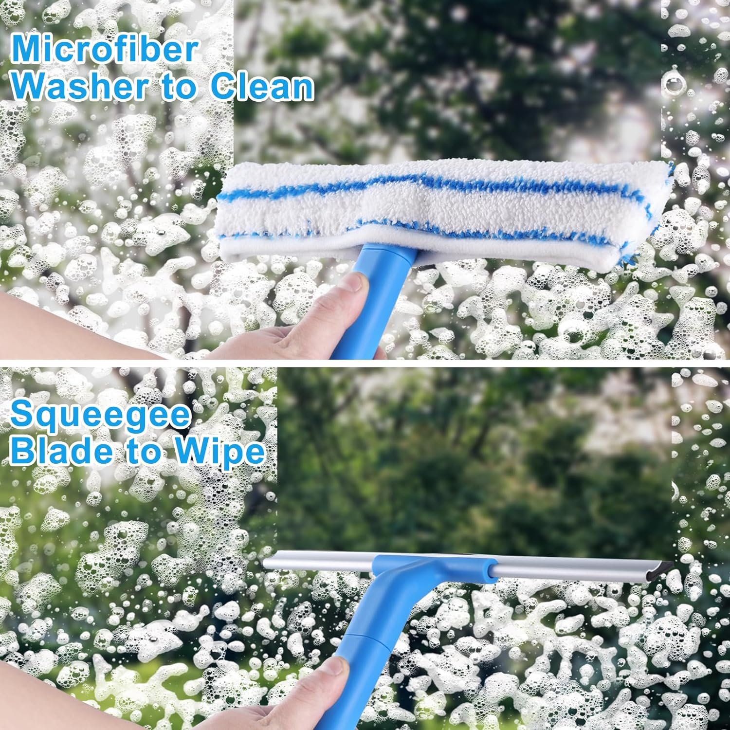 Mitclear Window Cleaning Combo(12IN), Silicon Window Squeegee + Microfiber Glass Wiper, Professional Window Cleaner for Bathroom, Shower, Car, Glass-1