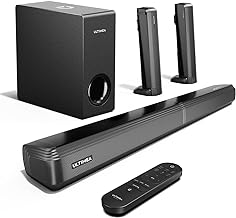 ULTIMEA 4.1ch Dolby Atmos Sound Bar for Smart TV, 2-in-1 Bluetooth 5.3 Soundbar for TV with Subwoofer, 280W Peak Power, 3 EQ Modes TV Sound Bar, Bass Boost, HDMI in/eARC, Apollo S60 Detachable Series