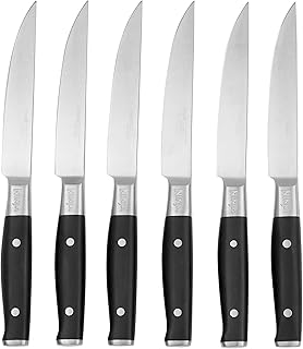 Ninja Foodi StaySharp 6 Steak Knives for use with StaySharp Knife Sharpener, 6-Piece Set, Stainless Steel with Sharp Precise Non-Serrated Blades and Comfortable Handles, K32106UK