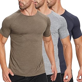 ZENGVEE 3 Pack Running Top Men Dry Fit Sport Short Sleeve Breathable Wicking Tee Shirts Training Tshirts