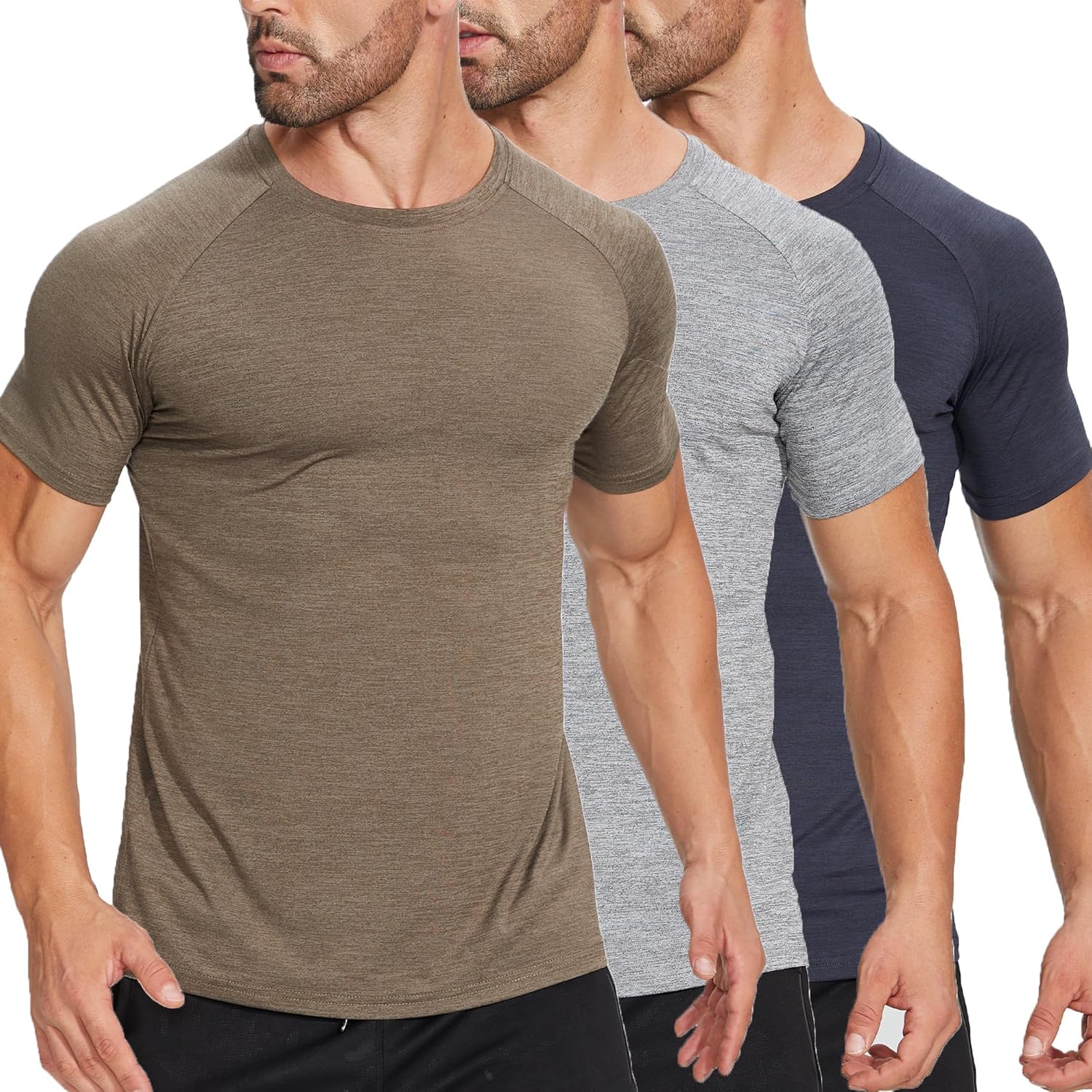 ZENGVEE 3 Pack Running Top Men Dry Fit Sport Short Sleeve Breathable Wicking Tee Shirts Training Tshirts-0