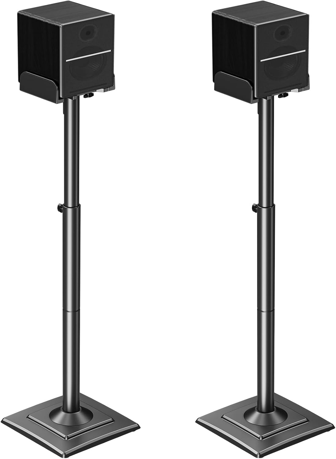 ELIVED Adjustable Height Speakers Stands, Extend 865mm to 1100mm, Spring Loaded Floor Speaker Stand Holds Universal Satellite & Bookshelf Speakers Up to 5KG, Cable Management, 1 Pair EV5028-0