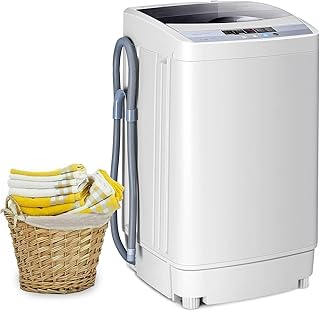 TANGZON 2-in-1 Portable Washing Machine, Fully Automatic Mini Washing Machine Spin Dryer with 6/10 Modes, 3/8 Water Levels & Drain Pump, Camping Dorm Small Washers (4.5kg Load, 10 Modes, 8 Levels)