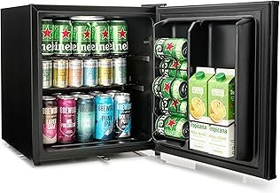 Subcold Cave50 LED Solid Door Beer Fridge for Wine & Drinks | Mini Fridge Chiller with Can Dispenser | Lockable Mini Fridge for Bedrooms Quiet | Small Fridge Frost-Free Larder | 44 Cans (Black)