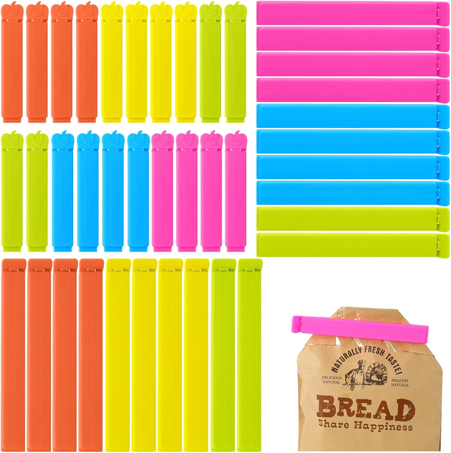 REDAMANCY 40 Pcs Food Clips, Coloured Food Bag Clips, Reusable Bag Clips for Food Storage, for Keeping Food Fresh, Sealing Packets, Freezer Bags-0