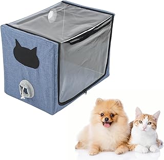 Ejoyous Pet Oxygen Chamber, Foldable Dog Nebulising Oxygen Box Portable Pet Oxygen Therapy Cage Cat Nursery Anti-scratch Oxygen Inhalation Box 24x15.7x18.1inch