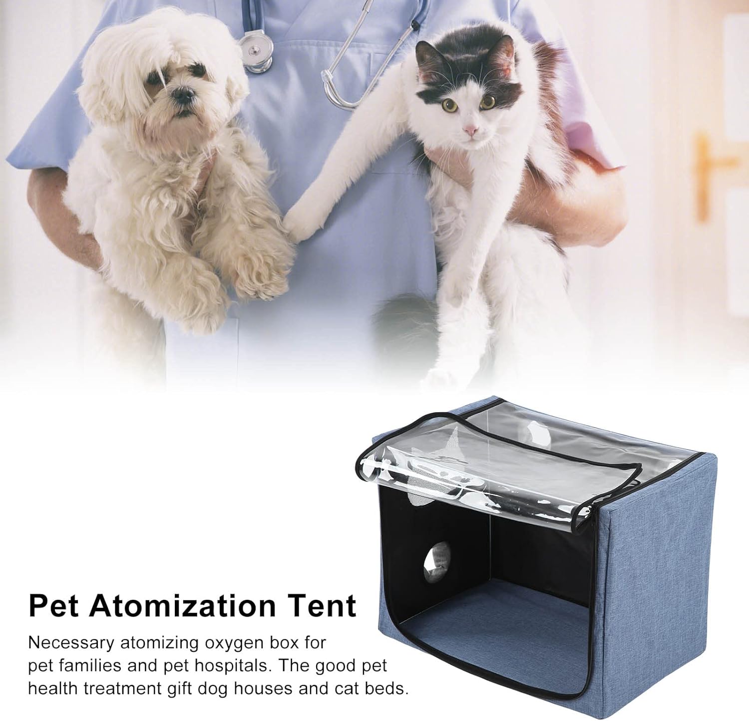 Ejoyous Pet Oxygen Chamber, Foldable Dog Nebulising Oxygen Box Portable Pet Oxygen Therapy Cage Cat Nursery Anti-scratch Oxygen Inhalation Box 24x15.7x18.1inch-2