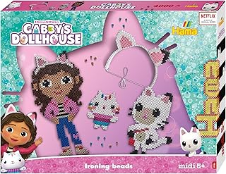 Hama Gabby΄s Dollhouse Gift Box | 4.000 Beads, 2 Large Square Pegboards, 1 String, Printed Design Sheet, Instructions & Ironing Paper | Mosaic Decoration Arts & Craft for Creative Children Ages 5+