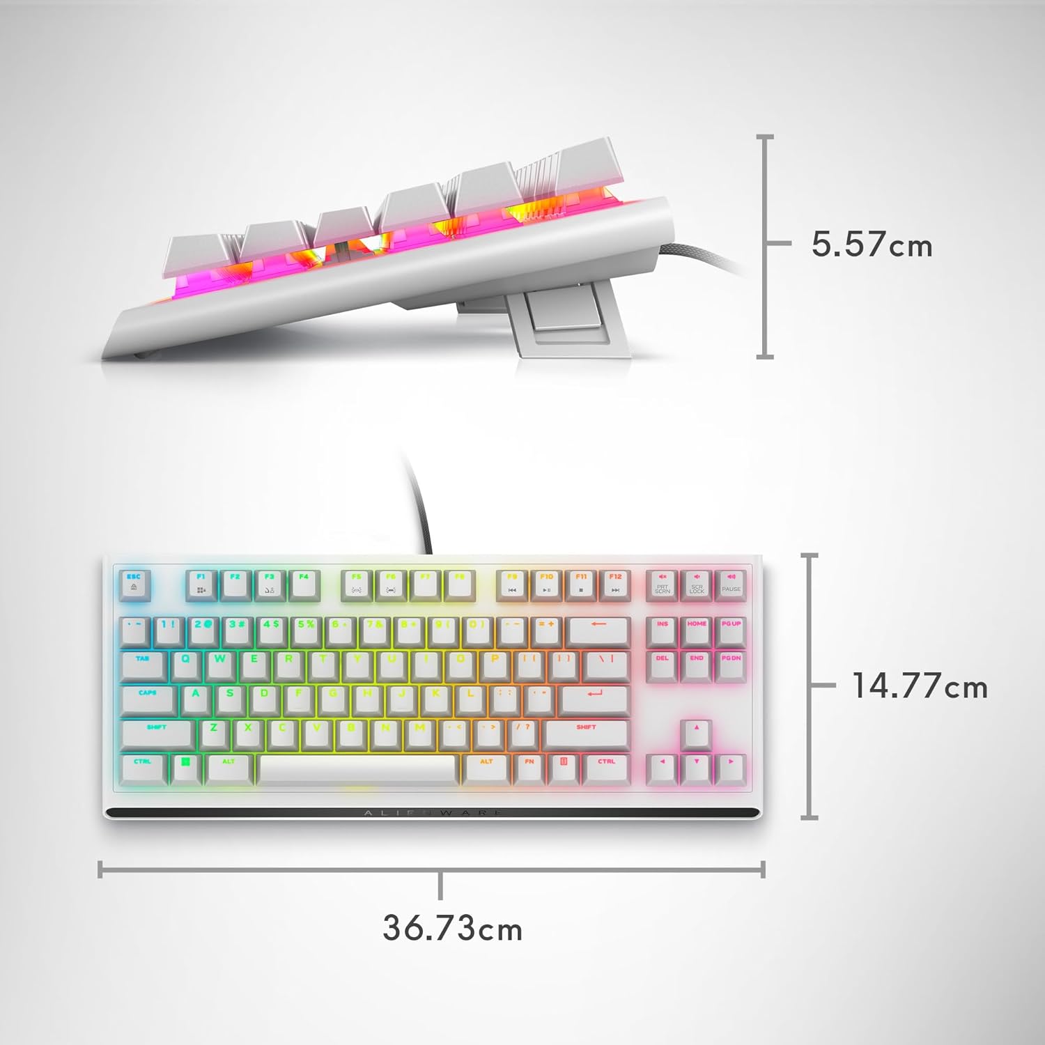 Alienware Tenkeyless (TKL) Gaming Mechanical Keyboard AW420K - Cherry MX Red Switches, RGB Lighting (AlienFX), PBT Keycaps, Anti-Ghosting, N-Key Rollover, Adjustable Height, Qwerty, Lunar Light-7