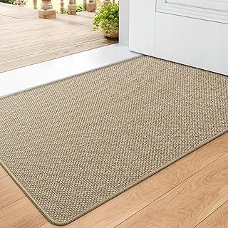 DEXI Door Mat 60 x 90 cm, Doormat Indoor Non-slip Dirt Trapper, Absorbent Inside Entrance Rug, Washable Low Profile Front Door Mats for Entryway, Muddy Shoes & Paws, Beige