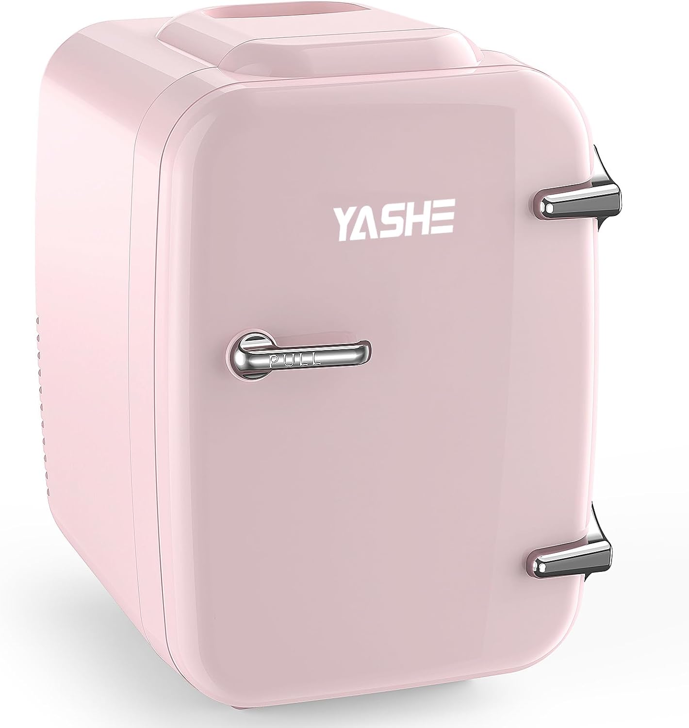 YASHE Mini Fridge, 4 Liter/6 Cans Small Fridgerator for Bedroom, AC/DC Thermoelectric Cooler and Warmer for Skincare Drink Office Dorm Car, Pink-8