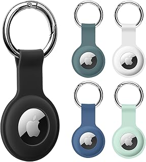 COLORCORAL [5-Pack AirTag Holder Case- Silicone Case for AirTag Keyring for Keys, Bags, Luggage, Pet Collars - Anti-Lost and Scratch-Resistant Design for Apple Air Tags 2021