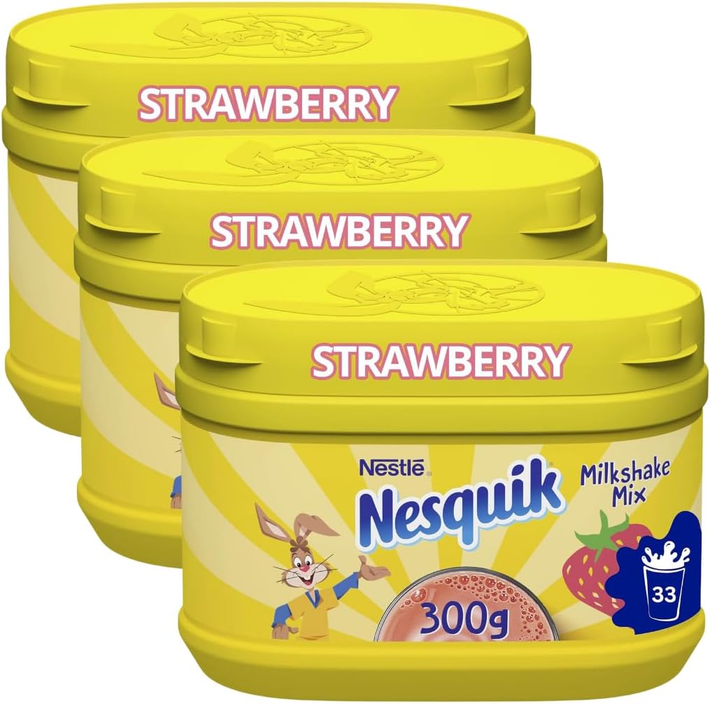 Milkshake Mix Bundle Containing Nestle Nesquik Strawberry Milkshake Mix 300g (3 Pack)-0