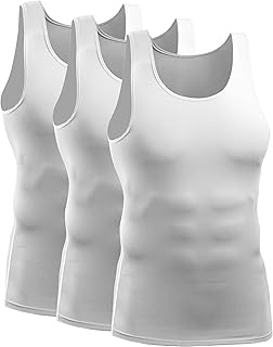 Cadmus Men's Athletic Compression Under Base Layer Sport Tank Top Breathable Wicking Quick Dry Vest 3 Pack