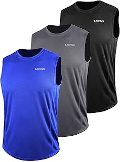 Cadmus Men's 3 Pack Running Tank Tops Breathable Workout Sleeveless Gym Fitness Vests Quick Dry Training Bodybuilding T-Shirts