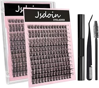 Jsdoin cluster eye black 182 piece suit wide rod C/D curl 8-16mm long DIY with eye black glue, clip, comb, personal nature, super fashion, soft, suitable for home use