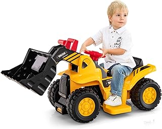 Maxmass Kids Ride on Excavator, 6V Battery Powered Construction Truck with Foldable Basketball Hoop & 3 Balls, Sound Effects, Flexible Arm & Bucket, Toddler Toy Car for 2+ Years Old (Bulldozer)