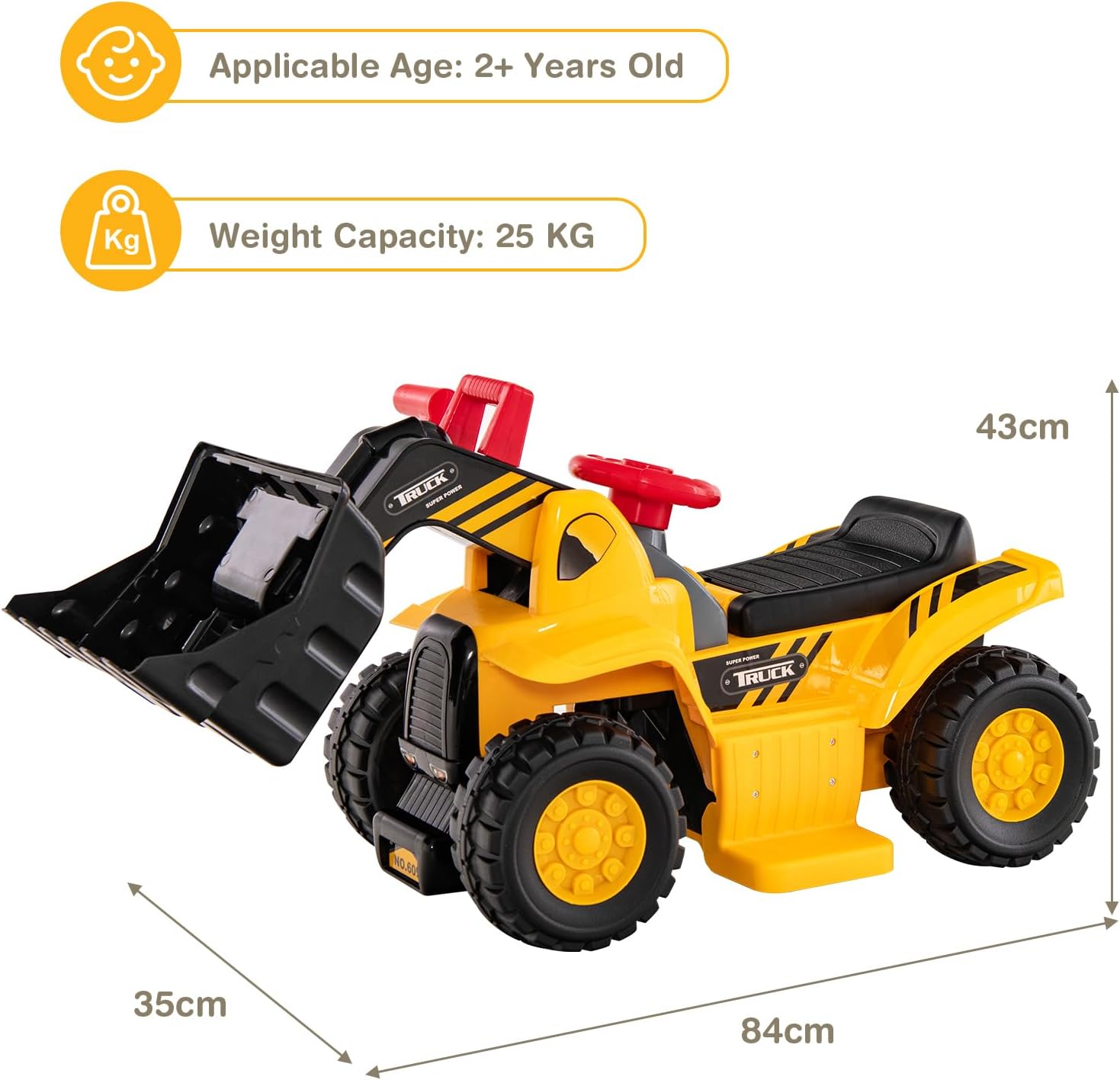 Maxmass Kids Ride on Excavator, 6V Battery Powered Construction Truck with Foldable Basketball Hoop & 3 Balls, Sound Effects, Flexible Arm & Bucket, Toddler Toy Car for 2+ Years Old (Bulldozer)-5