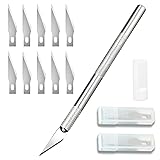 Craft Knives Set 1Pcs Exacto Knife + 10Spare Replacement Craft Knife Blades Precision Knife Hobby Knife Carving Craft Knives Set for DIY Art Paper Cutting Engraving PCB Repair Modeling