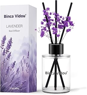 Reed Diffuser, binca vidou Lavender Reed Oil Diffusers Set for Office Decor Bedroom Living Room Aromatherapy for Gift Idea & Stress Relief 80ml