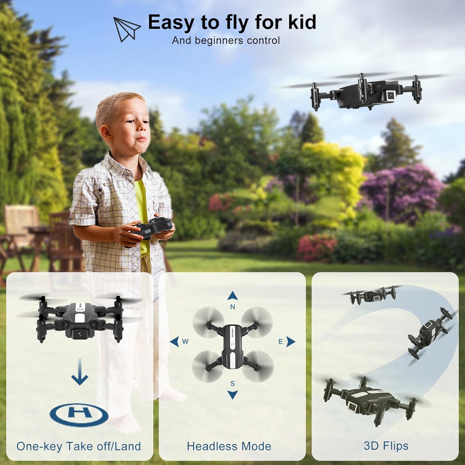 Drone with Camera for Kids - Wipkviey T25 1080P HD Mini Drones for Adults Beginners, RC Quadcopter Toys w/2 Batteries and Carrying Case, Birthday Present for Boys Girls-3