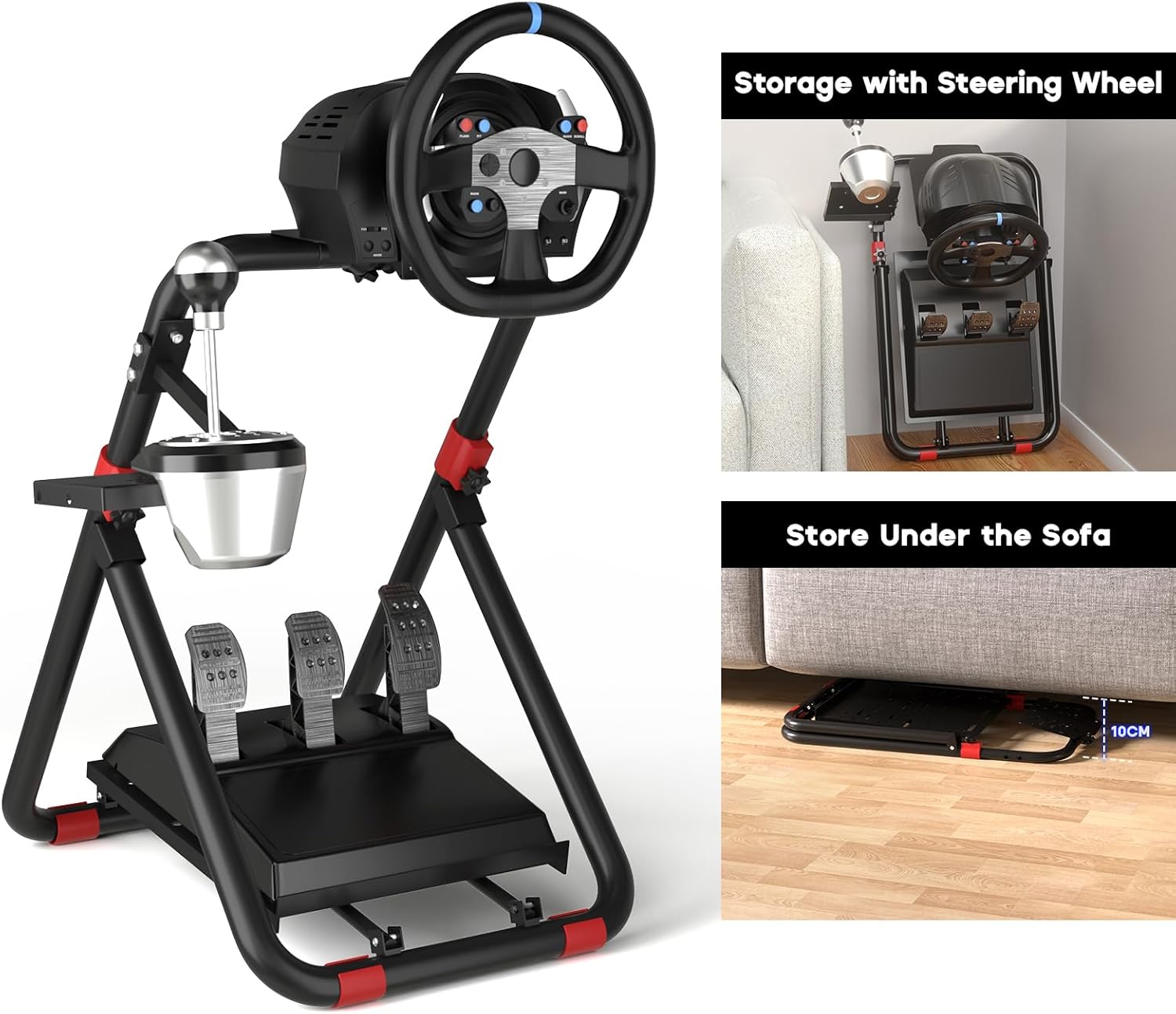 DIWANGUS UK Steering Wheel Stand Foldable, Racing Wheel Stand with Adjustable Height/Angle, Gaming Wheel Stand Fit for Logitech G29/G923/G920, for Thrustmaster T300/T248 PS5 PS4 XBOX(Stand ONLY)-3