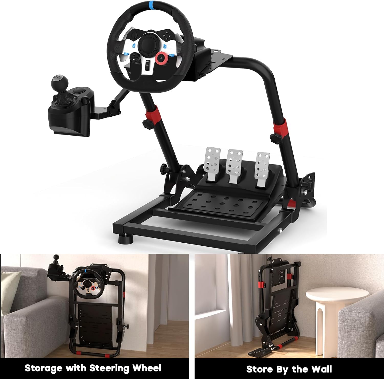 DIWANGUS UK Steering Wheel Stand Foldable fit for Logitech G29/G920/G923, for Thrustmaster T248/T300/Ferrari 458/T150/T80, Racing Wheel Stand with Adjustable Height/Angle, No Wheels or Pedals Included-3