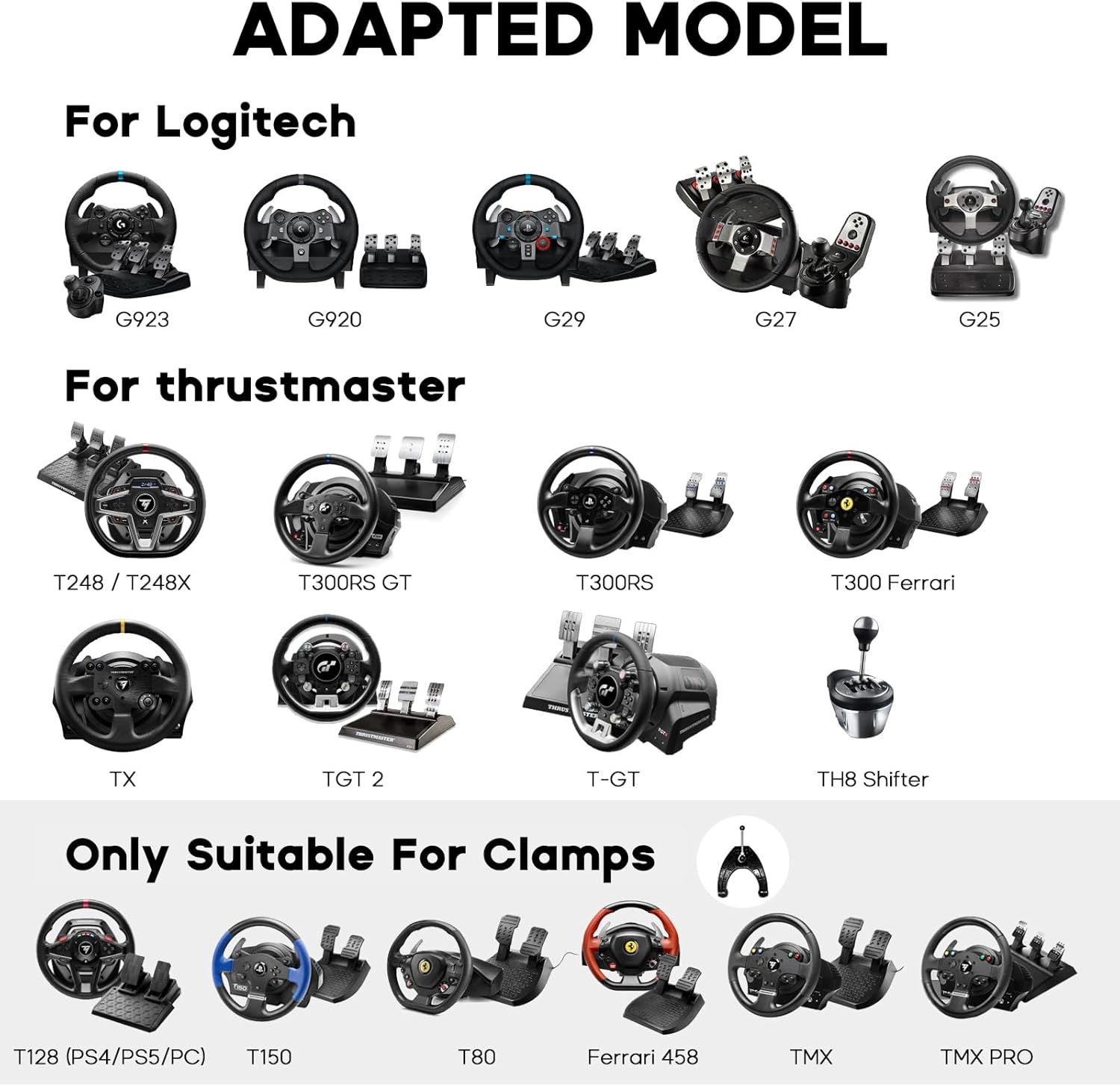 DIWANGUS UK Steering Wheel Stand Foldable fit for Logitech G29/G920/G923, for Thrustmaster T248/T300/Ferrari 458/T150/T80, Racing Wheel Stand with Adjustable Height/Angle, No Wheels or Pedals Included-4