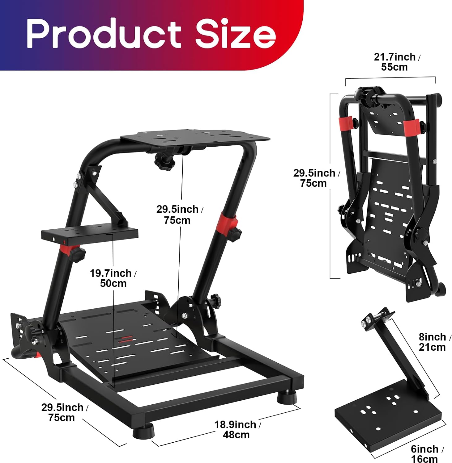 DIWANGUS UK Steering Wheel Stand Foldable fit for Logitech G29/G920/G923, for Thrustmaster T248/T300/Ferrari 458/T150/T80, Racing Wheel Stand with Adjustable Height/Angle, No Wheels or Pedals Included-5