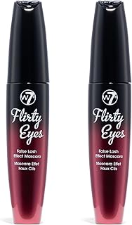 W7 Flirty Eyes Mascara - Long-Lasting, Hourglass Black Mascara For Volume And Length - 2 Pack