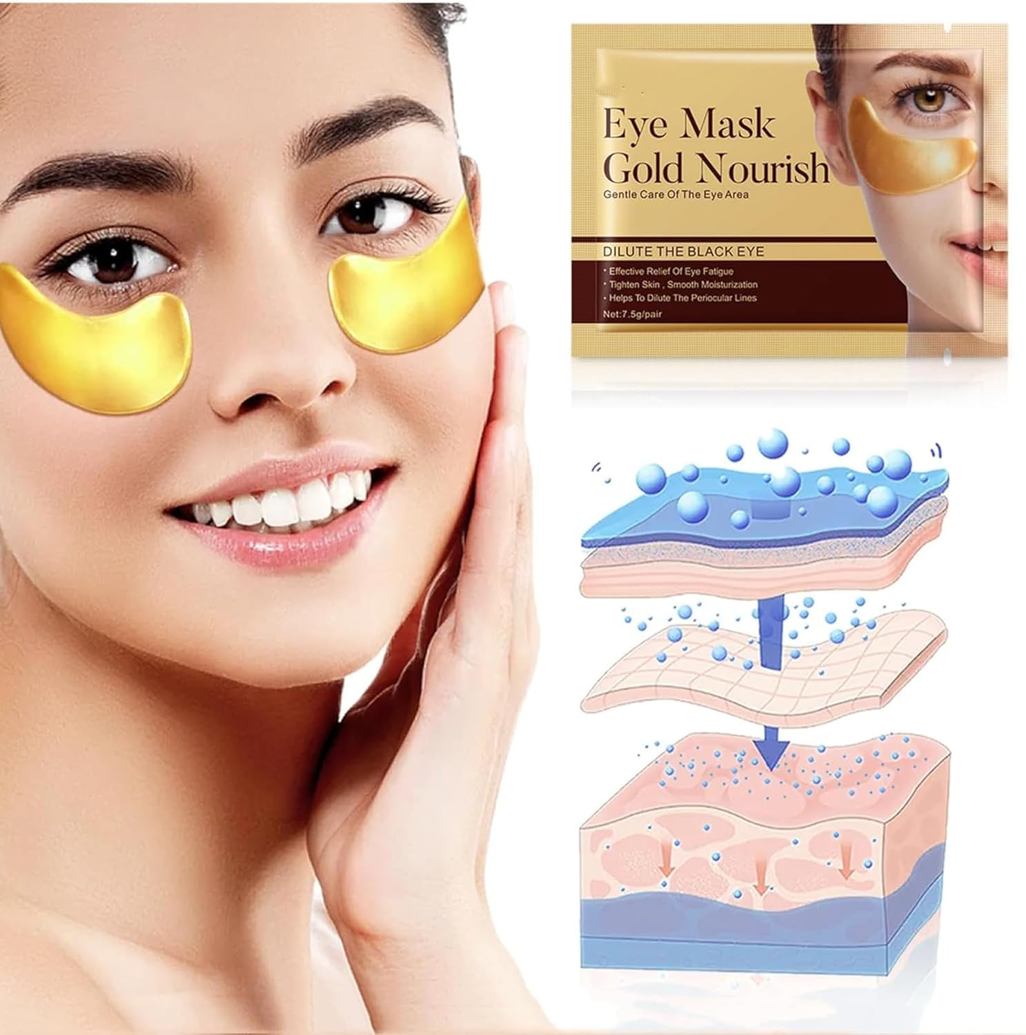 16 Pairs Under Eye Mask Reduce Dark Circles,Puffy Eyes,Undereye Bags,Wrinkles - 24K Gold Under Eye Treatment Masks,Gel Under Eye Patches,Collagen Eye Mask for Under Eye Wrinkles (16 Pairs Boxed)-1