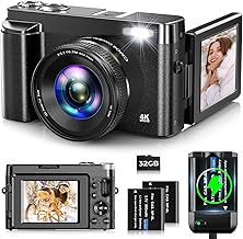 Digital Camera,Oiadek 4K 48MP Autofocus Vlogging Camera with 32G Memory Card 16X Digital Zoom,Compact Digital Camera with 3.0 inch 180° Flip Screen and Battery charger for Teenagers, Beginners,Adults