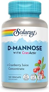 Solaray D-Mannose with CranActin - Cranberry Juice Concentrate - Lab Verified - Vegan - Gluten Free - 120 VegCaps