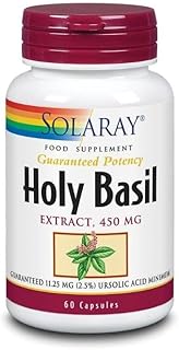 SOLARAY Holy Basil Extract 450mg - Lab Verified - Vegan - Gluten Free - 60 VegCaps