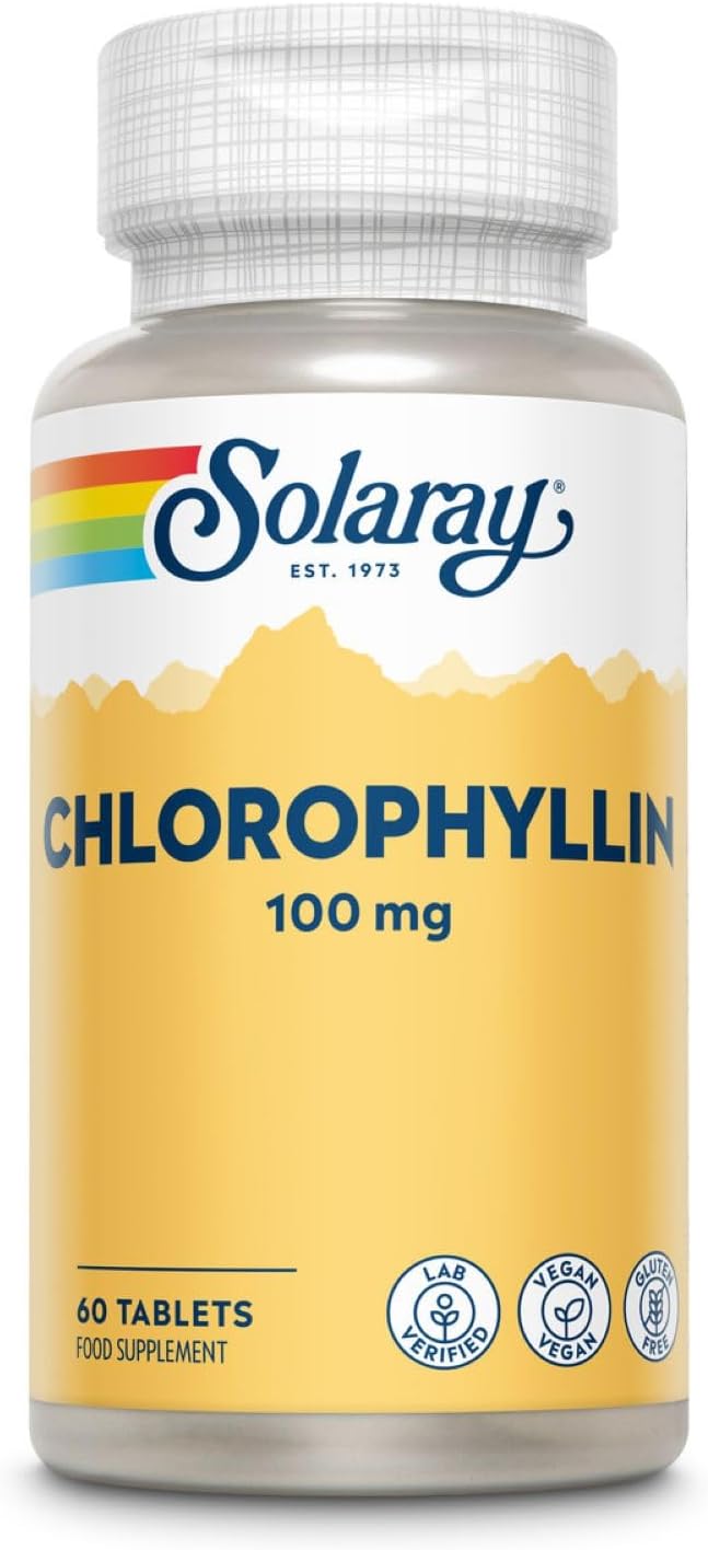 SOLARAY Solaray Chlorophyllin 100mg - Lab Verified - Vegan - Gluten Free - 60 Tablets-0