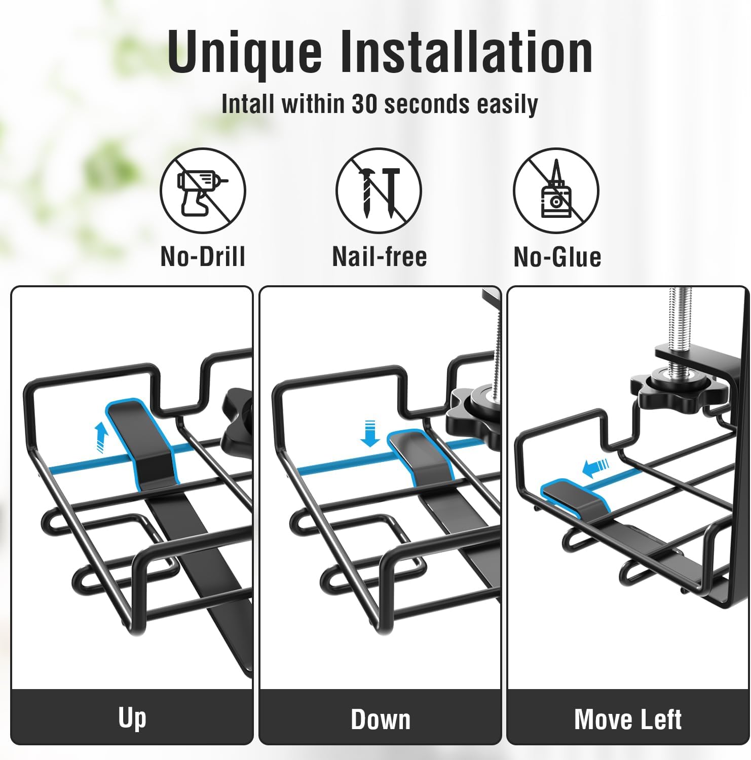 Cable Management Under Desk Cable Tray Wire Tidy Organiser No-Drill With Clamp Cable Tidy Basket Sturdy Metal For Managing Cables and Power Strips 16x5.6x6.3 inch-3