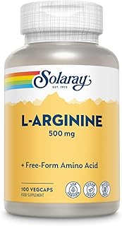 SOLARAY L-Arginine 500mg Free Form Amino Acid - Lab Verified - Vegan - Gluten Free 100 VegCaps