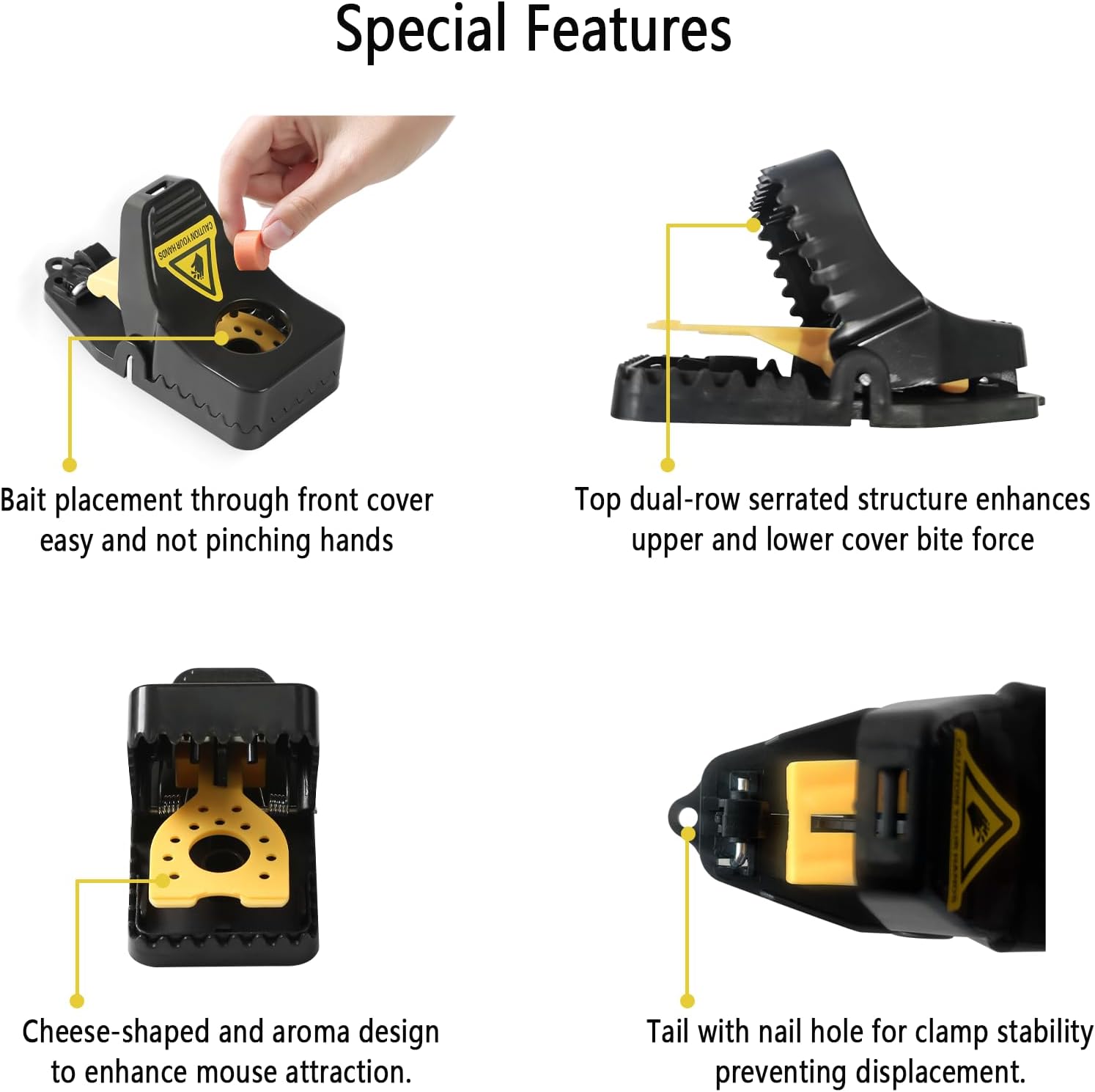 RnCop Reusable Mouse Trap, 4 Pack Heavy Duty High Sensitive Mice Catcher, Safe and Effective Rodent Trap for Indoors and Outdoors, Quick and Easy clean Rodent Catcher-1