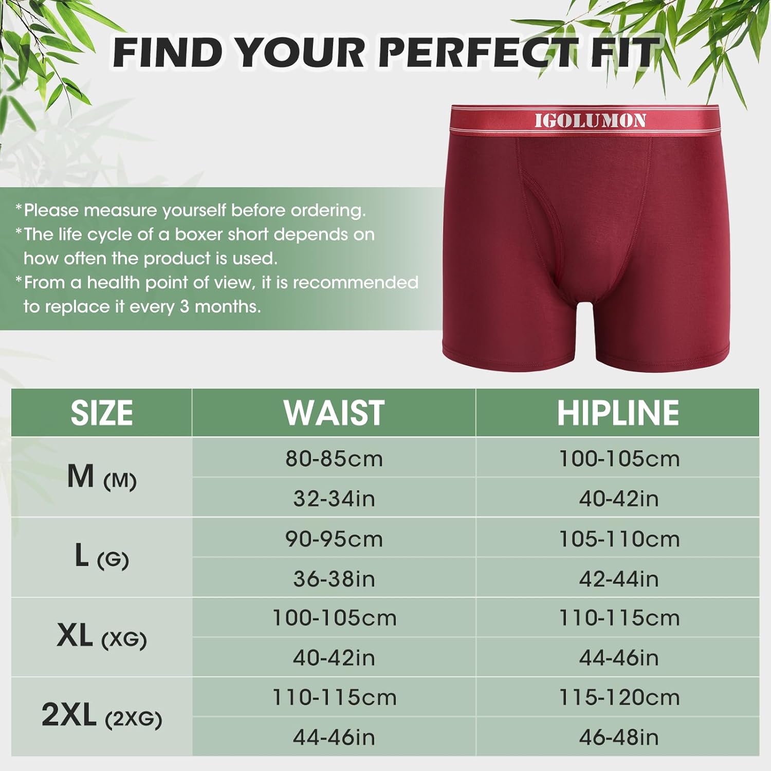 IGOLUMON Bamboo Mens Boxers Shorts Multipack 6 Pack Soft Comfortable Mens Underwear Open Fly with Pouch Breathable Classic Fit Mens Underpants Hipsters-6