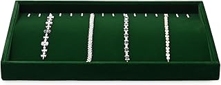 Papten Stackable Necklace Organiser,Velvet Necklace Holder NecklaDisplay Box Jewelry Tray Necklace Storage Necklace Gift Box Jewelry Box Necklace Box Tray for Bracelet Anklet Necklace (Green)