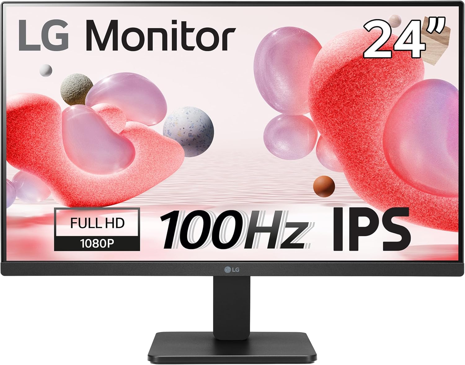 LG Electronics Monitor 24MR400-B, 24 Inch, Full HD 1080p, 100Hz, 5ms GtG, IPS Panel, AMD FreeSync, Smart Energy Saving, Anti-Glare, HDMI, Matte Black-0