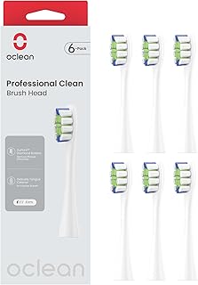 Oclean Toothbrush Professional Clean Brush Head Replacements, Compatible with All Oclean Electric Handles, FDA Approved (6 Pack) – White