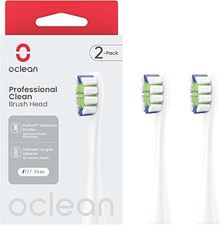 Oclean Toothbrush Professional Clean Brush Head Replacements, Compatible with All Oclean Electric Handles, FDA Approved (2 Pack) – White