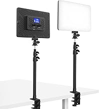 Obeamiu 2 Pack Photography Lighting Kit, Built-in 8000mAh, Stepless Dimmable 2500-8500K Led Panel Light, Studio Stream Light for Video Recording/Game Streaming/Portrait, 115cm Camera Desk Mount Stand