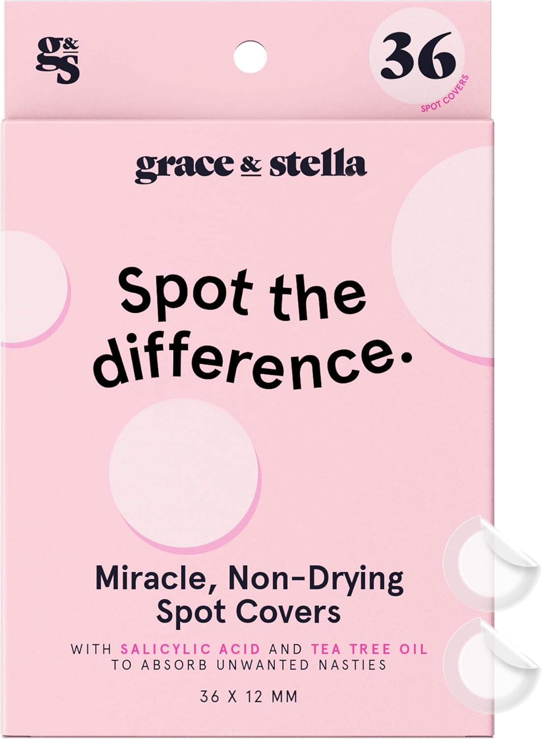 grace & stella Invisible Pimple Patches (Round, 36 Count) - Hydrocolloid Patches for Blemishes - Dermatologist Tested Spot Patches, Vegan Cruelty Free Skincare, Acne Patches-0