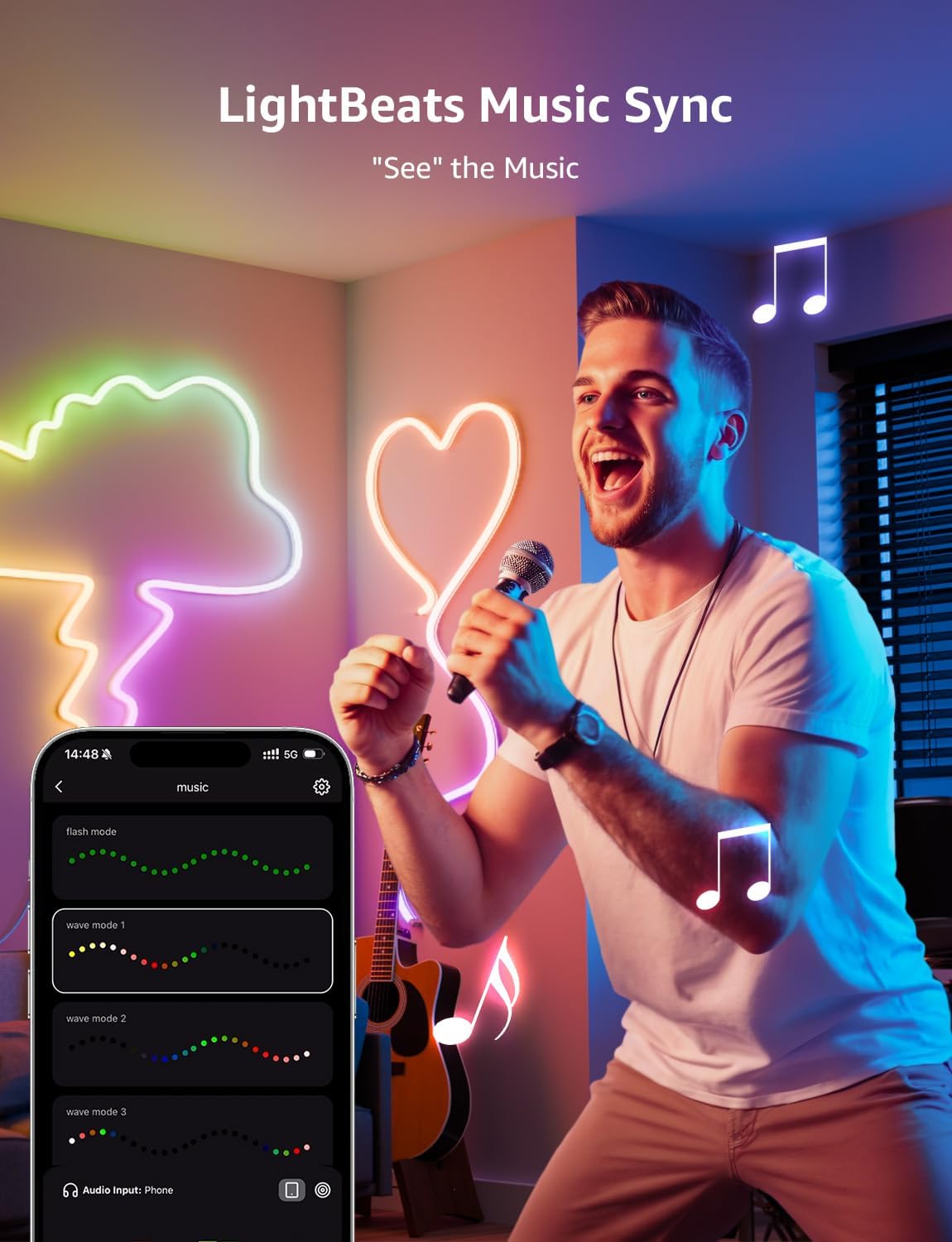 Lepro N1 AI Smart Neon Light Strip 3M, Voice & App Control, AI Generated Lighting LLM, Dotless LED Strip Work with Alexa & Google Home, Music Sync Gaming Lights, IP65 Waterproof, DIY Multiple Colors-4