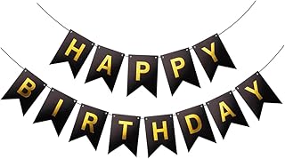 Kyzistn Happy Birthday Banner, 13Pcs Black Color Birthday Bunting for Boys and Girls Birthday Decorations,Party Supplies(Black)